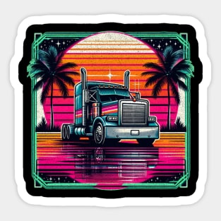 Semi truck retro driver Sticker